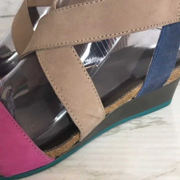 Naot womens leather cross strap pink plum nubuck wedge sandals size 5.5 - Picture 5 of 12